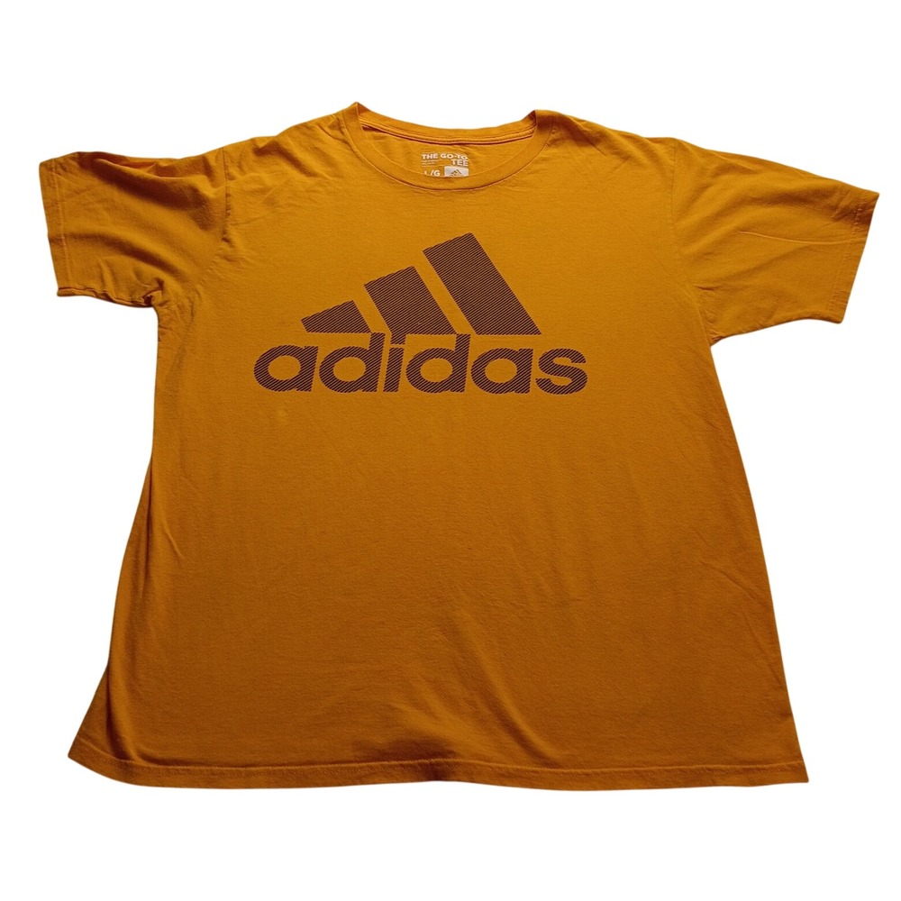Adidas T-Shirt Men's The Go-To Tee Graphic Logo Mustard Yellow Large Sportswear